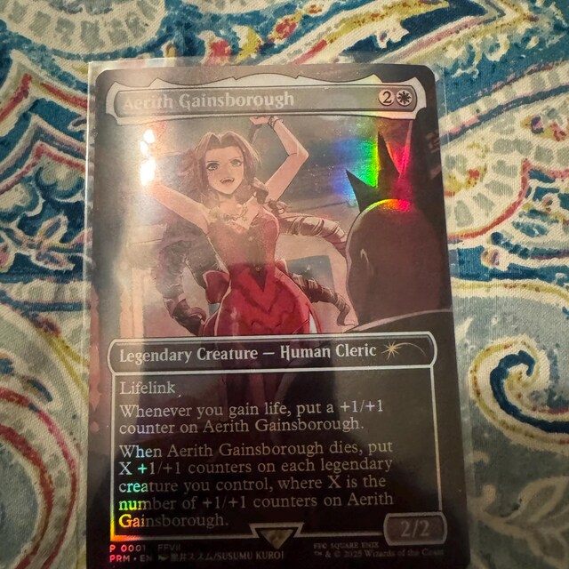 mtg aerith card MTG FINAL FANTASY 471 Aerith, Last Ancient (Borderless) (Chocobo Track Foil)