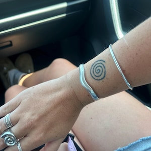 Wavy Antique Silver Open Cuff Bracelet• Sturdy Silver Abstract Cuff Bracelet• Smooth Curved Minimal Cuff• Bent Bracelet• by AnAngelsHug