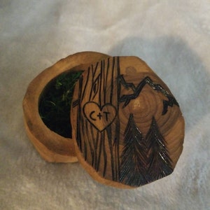 Personalized Wooden Wedding Ring Box Rustic Tree With Heart, Initials ...