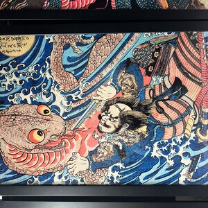 サムライ対オオサンショウウオ - 浮世絵版画（デジタルダウンロード