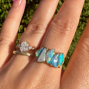Customer photo from Karoline, 5 Stone Raw Opal Ring in Yellow Gold