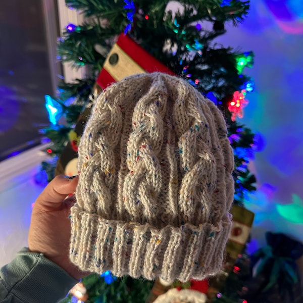 Hat KNITTING PATTERN - Cable Knit Beanie Pattern, Classic Aran Cable ...