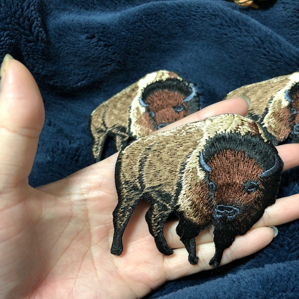 Buffalo Applique Patch - Embroidered Brown Bison Animal Badge 3