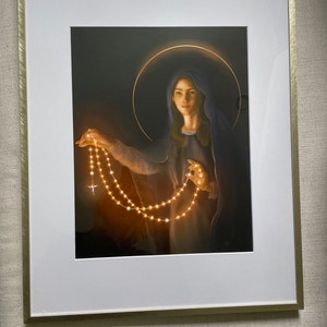 Our Lady of the Rosary Art Print, Virgin Mary, Catholic Art, Catholic ...