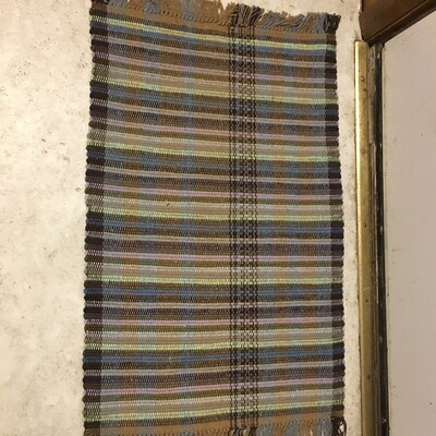 Handwoven Machine Washable Rag Rug Placemats in Warm Rust, Grey, and ...