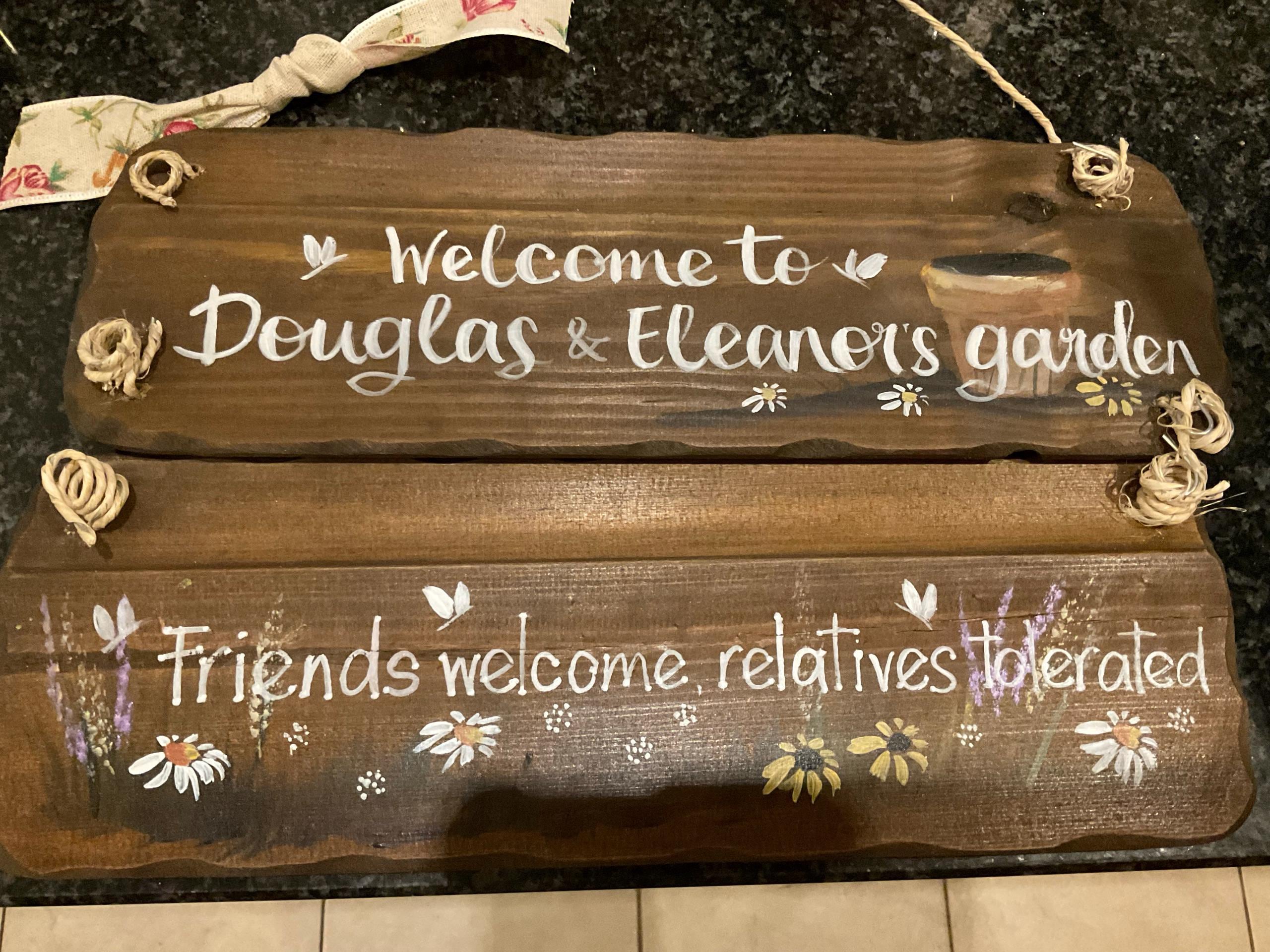 Custom Grandad's garden plaque. Unique birthday, anniversary & memorial gift. Trespassers will be composted sign. Handpainted custom sign