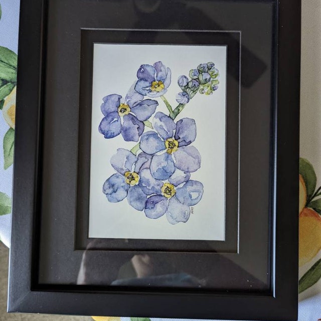 マイセン　陶版画　勿忘草（忘れな草） 勿忘草（わすれなぐさ）・陶板画・18cm×15cm・箱入り Meissen 美品