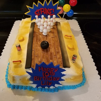 Bowling Cake Toppers Fondant Bowling Theme Cake Topper Kit Handmade ...