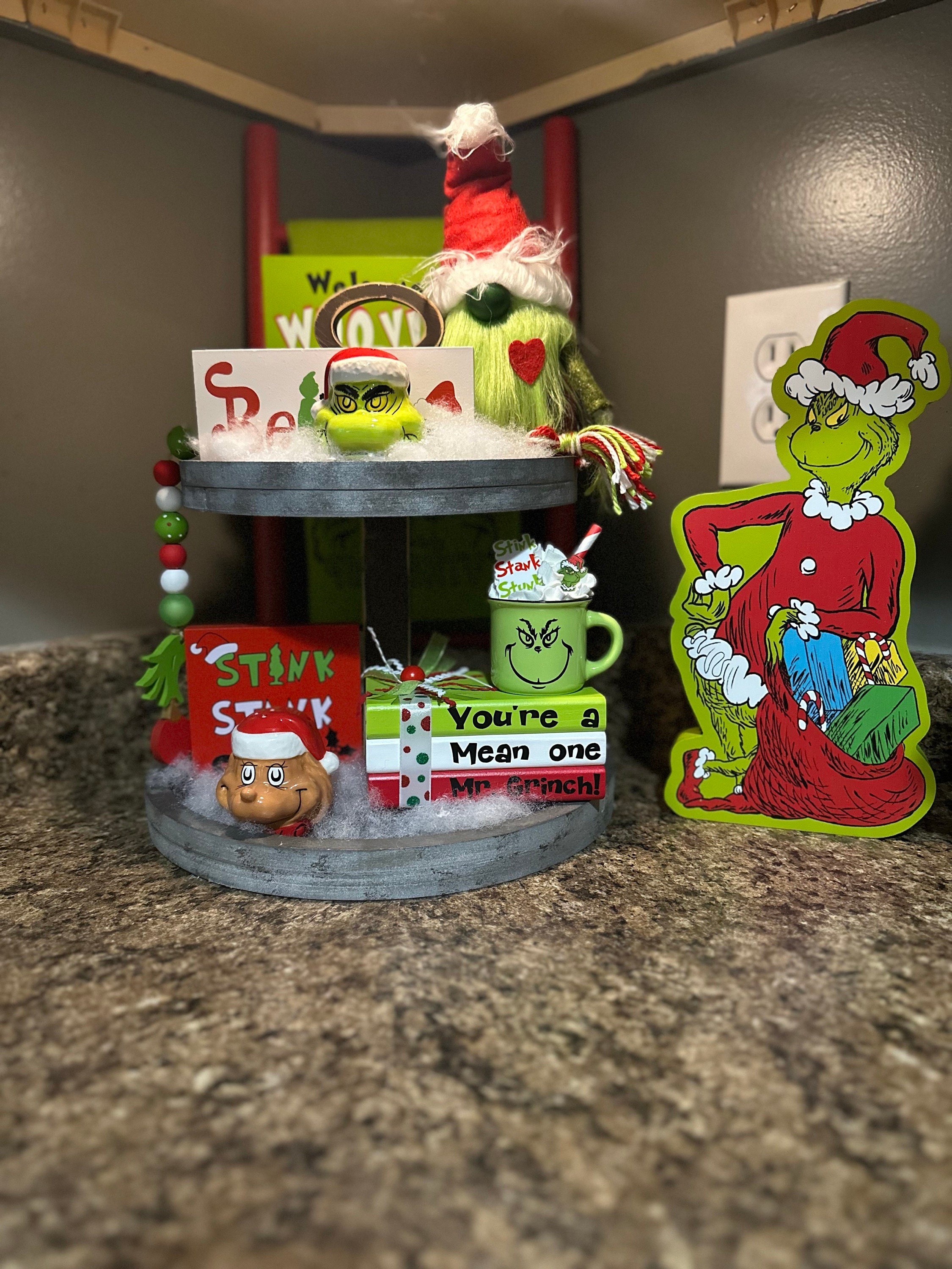 Christmas, Mean one, Christmas decor, Christmas gift, tiered tray decor, tiered tray Christmas, mini mug, mini mug decor, christmas mini mug