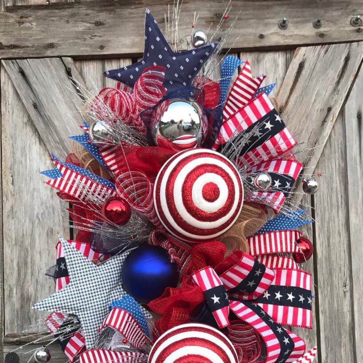 Patriotic Wreath For Front Door Patriotic Swag Summer Wreath