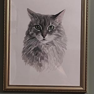 カスタム猫の肖像画：写真から手描きの水彩画ペットアート - Etsy 日本