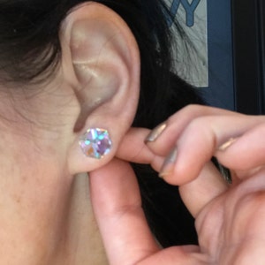 CRYSTAL CUBE RAINBOW EARRINGS 6mm Titanium posts. CRYSTAL CUBE RAINBOW EARRINGS 6mm Titanium posts.