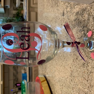 Personalized Wine Glass: Initial, Name, and Polka Dots