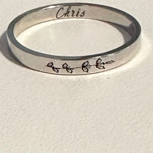 Custom Birth Flower Engraved Rings,name Band,flower Stacking Ring ...