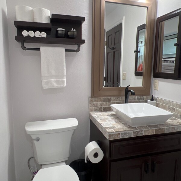 28" Bathroom Shelf Organizer With Towel Hooks - 5" Deep - Holds Full ...