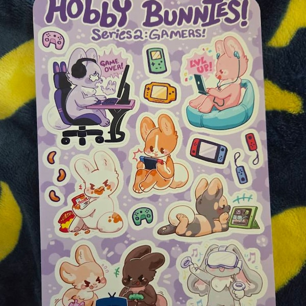Rabbit Game Sticker Hobby Bunny Gamers Sticker Sheet - Etsy