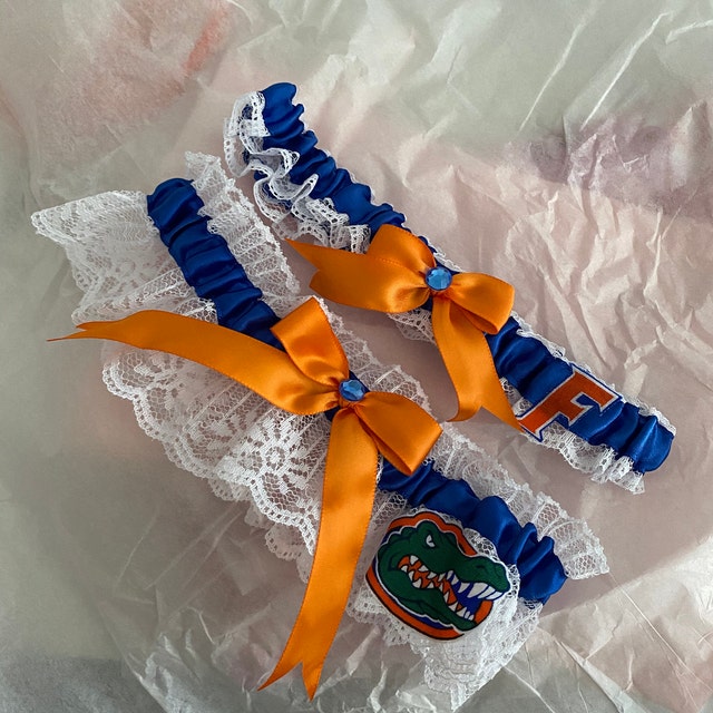 Florida Gators UF Blue and Orange Inspired White Lace Wedding Garter Belt  Set - Etsy Canada