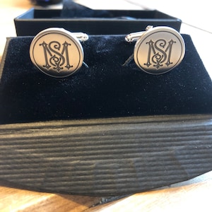 Personalised Sterling Silver Monogram Cufflinks Engraved - Etsy