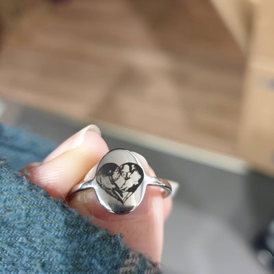 BOWIPOR Wooden Double Ring Box - Personalized Engraved Wedding & Engagement Ring Holder, Walnut With Velvet Lining - View #4