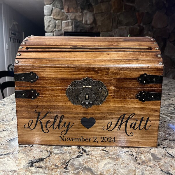 Personalized Wedding Card Box Rustic Card Box With Slot Wood Card Box ...