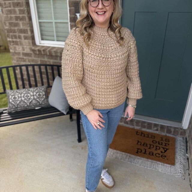 A customer's finished Macchiato Sweater Crochet Pattern PDF