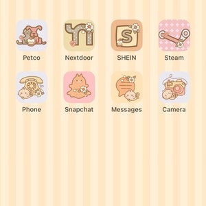 ウィジェットと壁紙付きのかわいい美的 iPhone アイコン セット ...