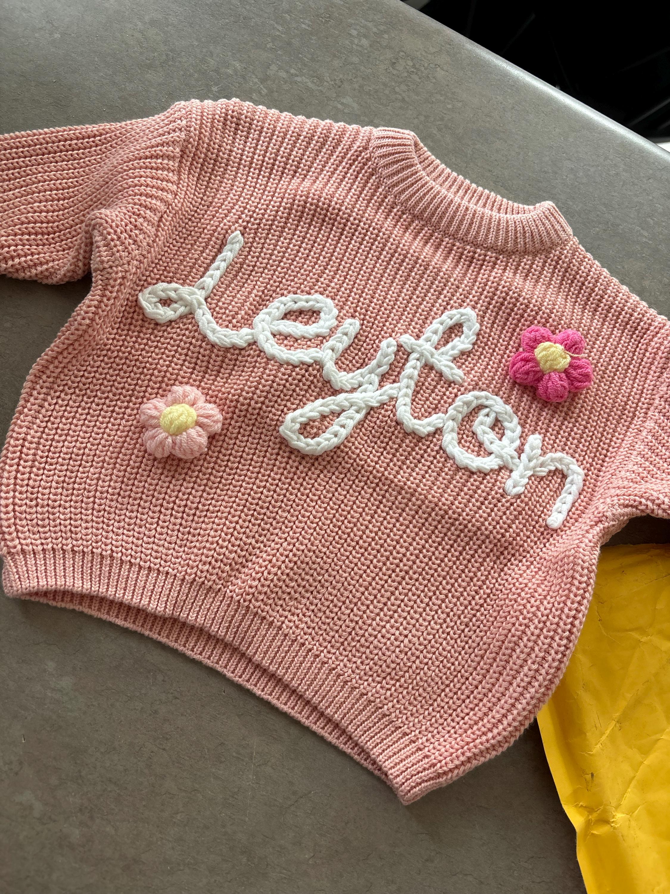 Custom Name Baby Sweater,Personalized Hand Embroidered Baby Sweater,Cute Baby Girls Sweater With Name,Baby Shower Gift,Christmas Gift Baby
