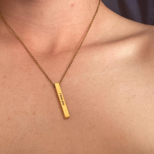 Personalised Engraved Bar Necklace, Stainless Steel Name Pendant ...