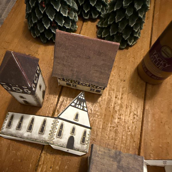 Papercraft Rural Area Making Diy Papercraft Kit Village With Half-timbered Houses 3d Paper Model ...