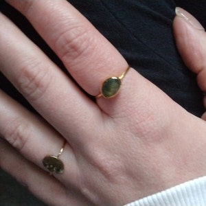 Customer photo from Charlene Williams, Rainbow Labradorite Ring in Rosecut