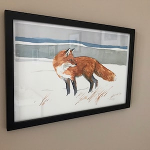 Red Fox Watercolor painting Art Print Red Colorado Art mountain Rustic decor
