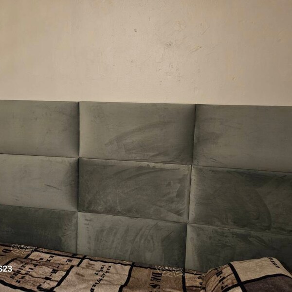 Handmade Velvet Upholstered Wall Panel / Headboard – Brown, Soft Fabric, Wall Mountable