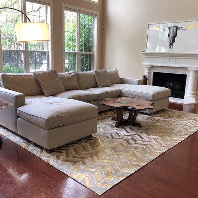 Golden: Hand Patched and Hand Stitched Cowhide Rug - Etsy