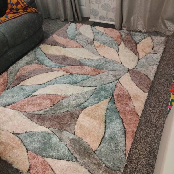 Large Living Room Rug Mat Pastel Bloom Design - Etsy