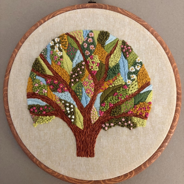 Abstract Tree Hand Embroidery Pattern - PDF Instant Download With Step ...