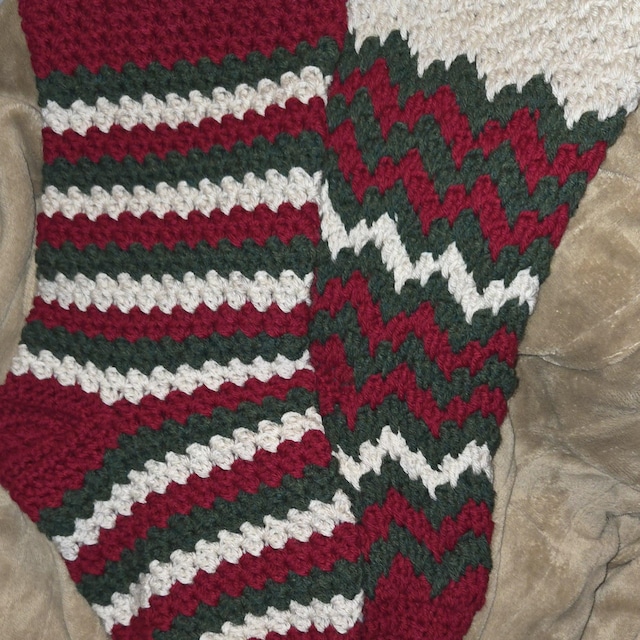 A customer's finished Granny All the Way Stocking Collection Crochet Pattern