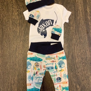 Fishing Boys Coming Home Outfit Personalized Baby Boy Outfit - Etsy