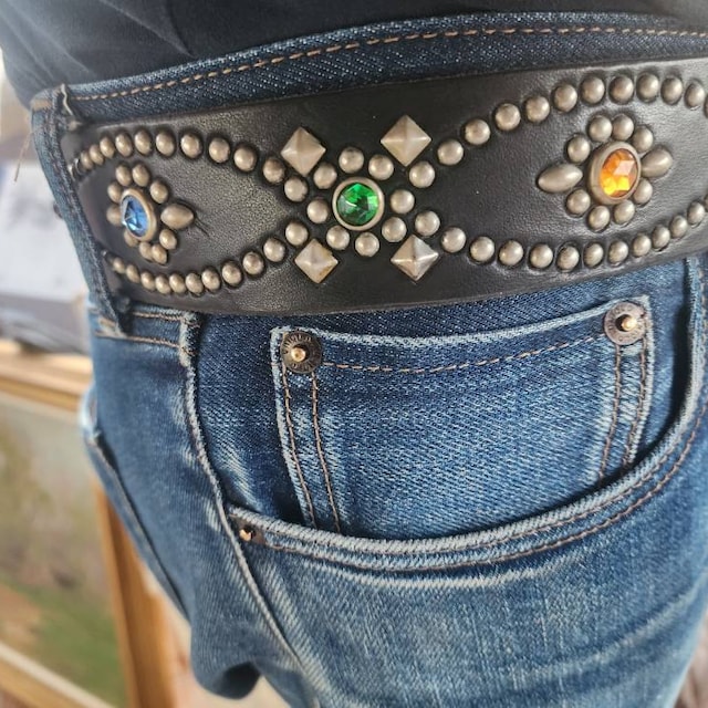Handmade Studded Jeweled Rockabilly Motorcycle Belt - Etsy display picture 1