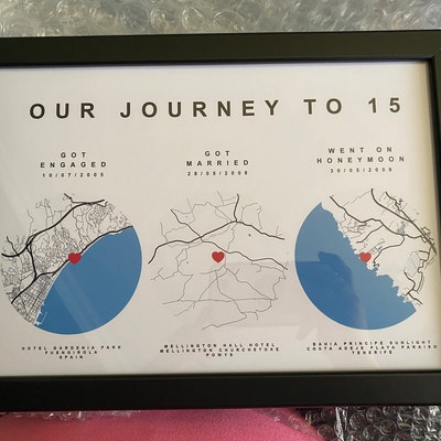 Personalised Journey Map Print Custom Paper Anniversary Poster Wedding ...