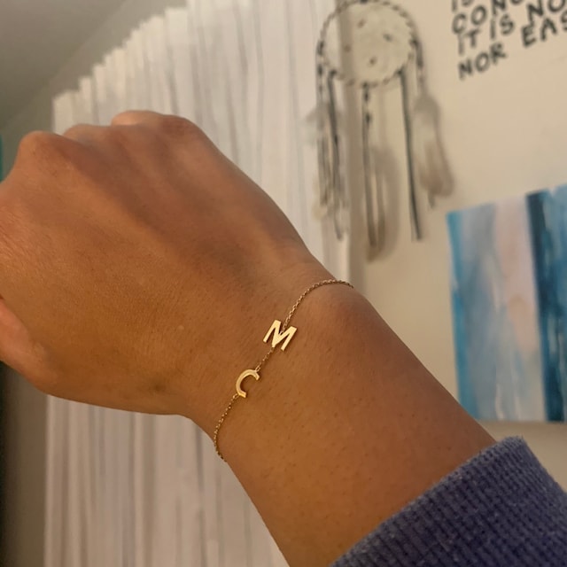 gold m letter bracelet
