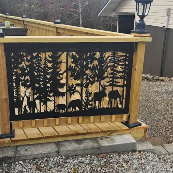 Wildlife Railing Decorative Rustic Railings and Decorative Metal Panel - Bear, Moose ...