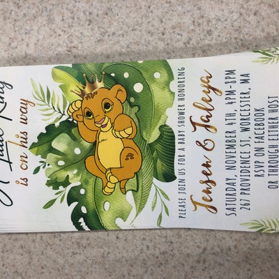 Lion King Diaper Raffle Cards, A Little King Baby Shower Diaper Raffle ...