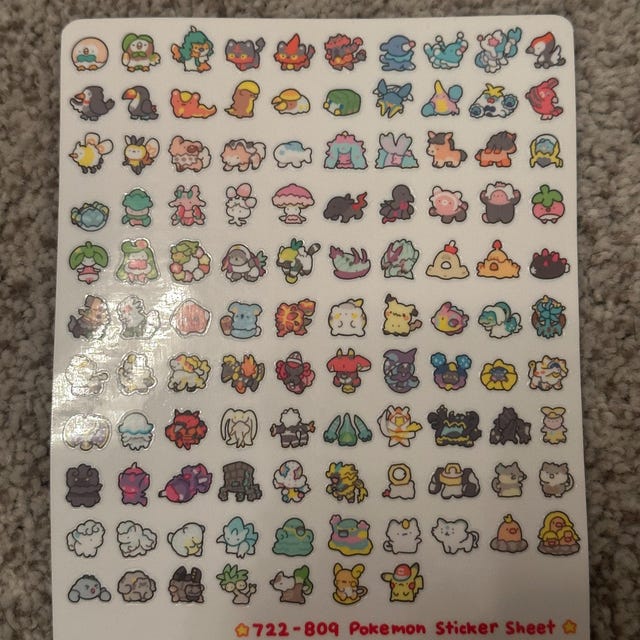 Poké Gen 7 722-809 Vinyl Sticker Sheet | 107 Mini Stickers