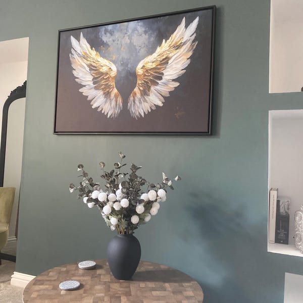 Elegant Golden Angel Wings Canvas - Peaceful Modern Abstract Art for ...