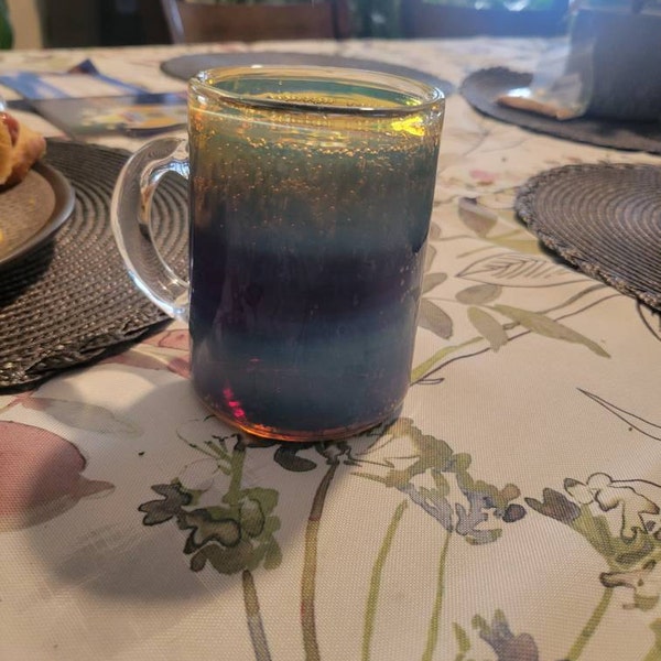 Color Changing Glass Mug Handblown Coffee and Tea Cup Iridescent Glass ...