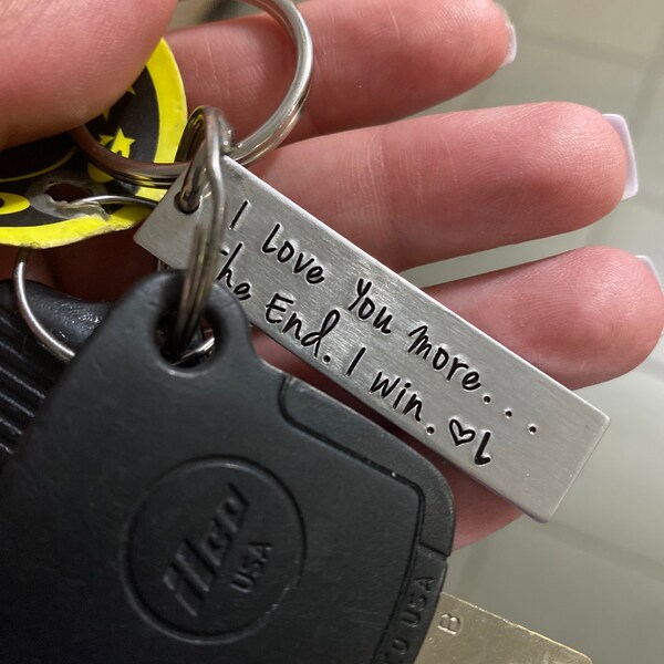 I Love You More the End I Win With Initial Valentine's Day Customizable Hand Stamped Light ...