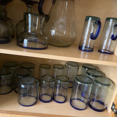 Hand Blown Mexican Drinking Glasses Set of 6 Glasses With - Etsy