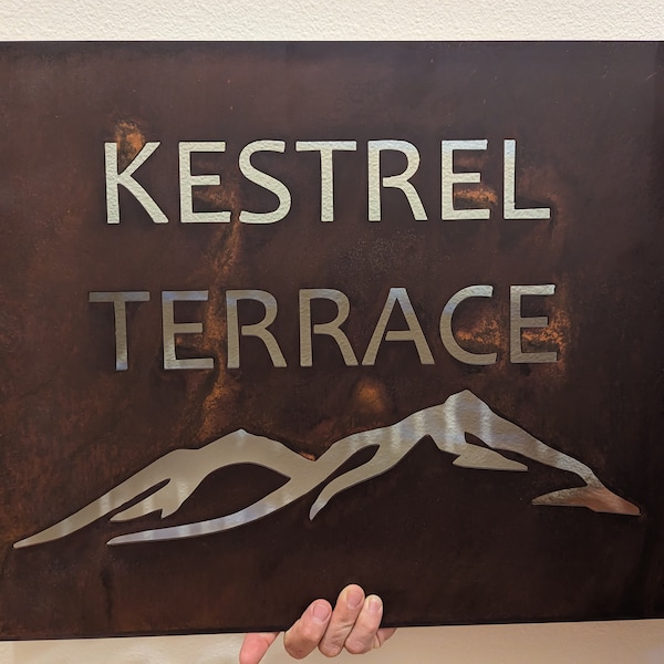 Rust Patina Metal Business Sign - Rust Business Sign - Corten Steel ...