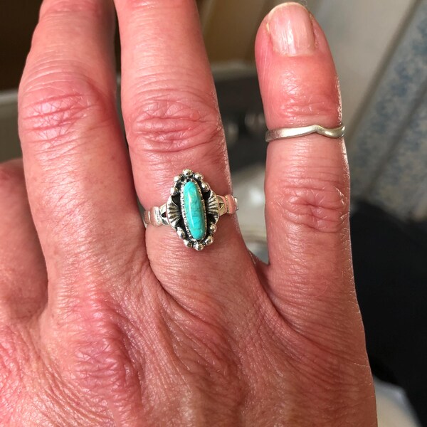 Vintage Southwest Style Turquoise Ring // 925 Sterling Silver ...
