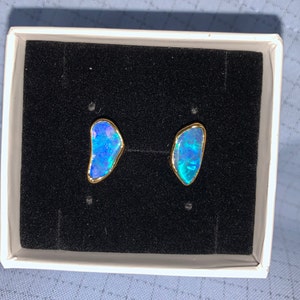 Customer photo from Akane, Large Raw Australian Opal Stud Earrings
